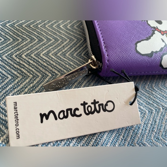 New W/ Tags Marc Tetro Bichon Dog Purple Large Zip Wallet - Picture 2 of 4